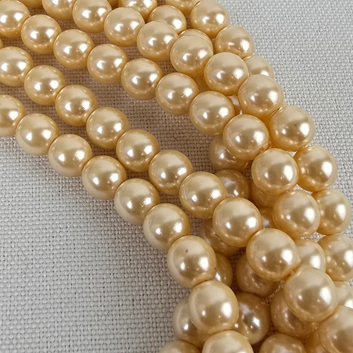 Grey & Cream Layered Glass Beaded Faux Pearl Necklace