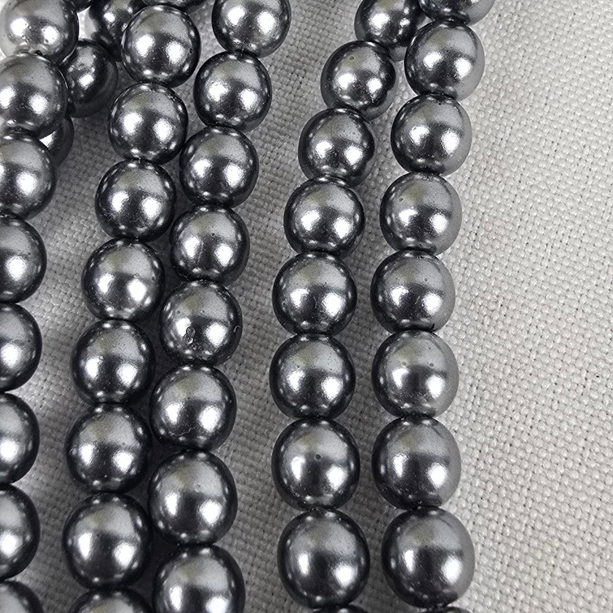 Grey & Cream Layered Glass Beaded Faux Pearl Necklace