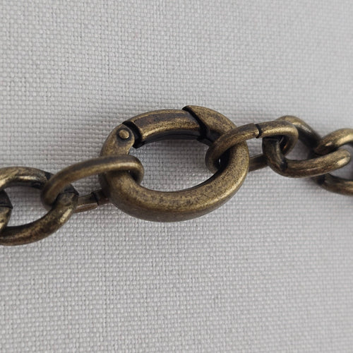 Oversize Wood Pendant Bronze Chunky Chain Necklace