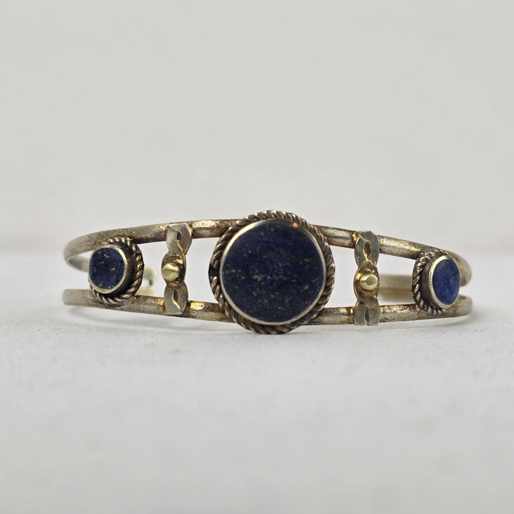Vintage Lapis Stone Silver Cuff Bracelet