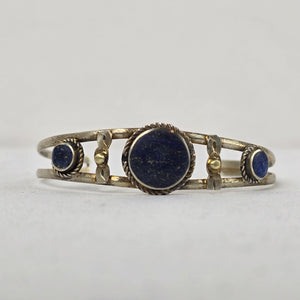 Vintage Lapis Stone Silver Cuff Bracelet