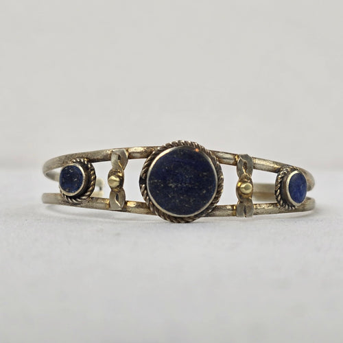 Vintage Lapis Stone Silver Cuff Bracelet