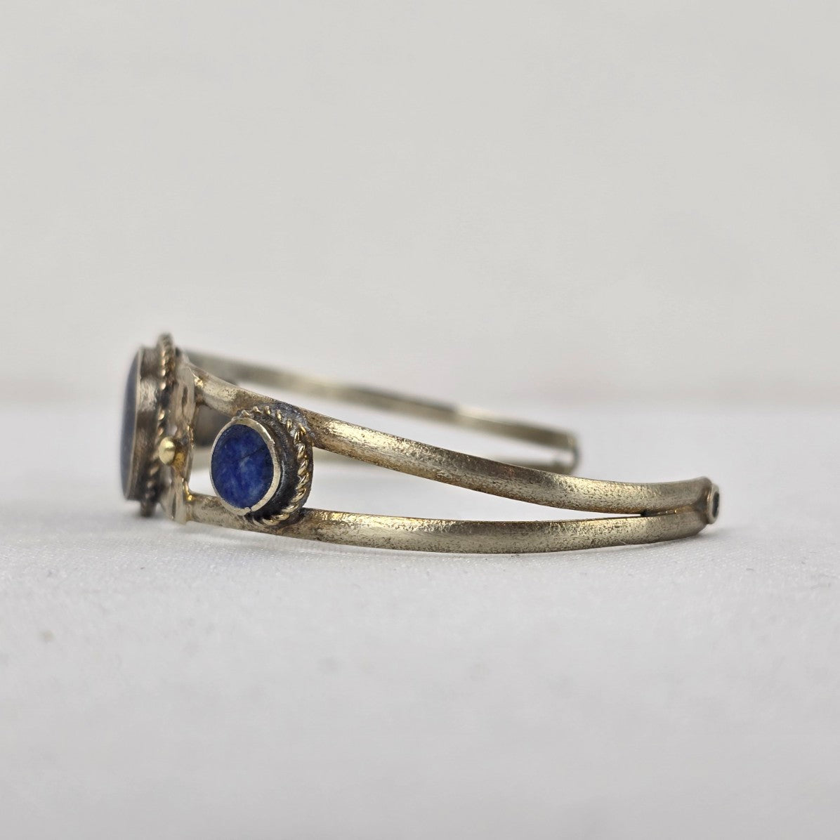 Vintage Lapis Stone Silver Cuff Bracelet