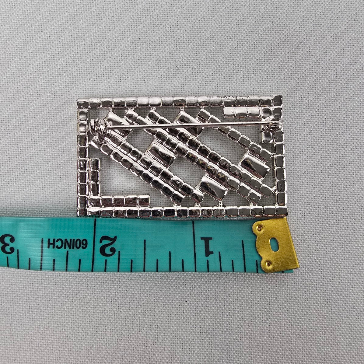 Vintage Silver Rhinestone Rectangle Brooch