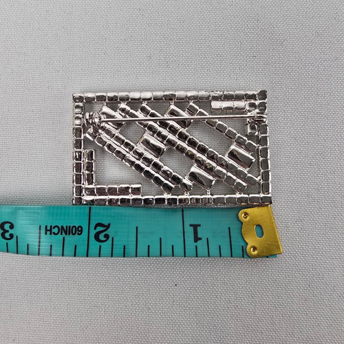 Vintage Silver Rhinestone Rectangle Brooch