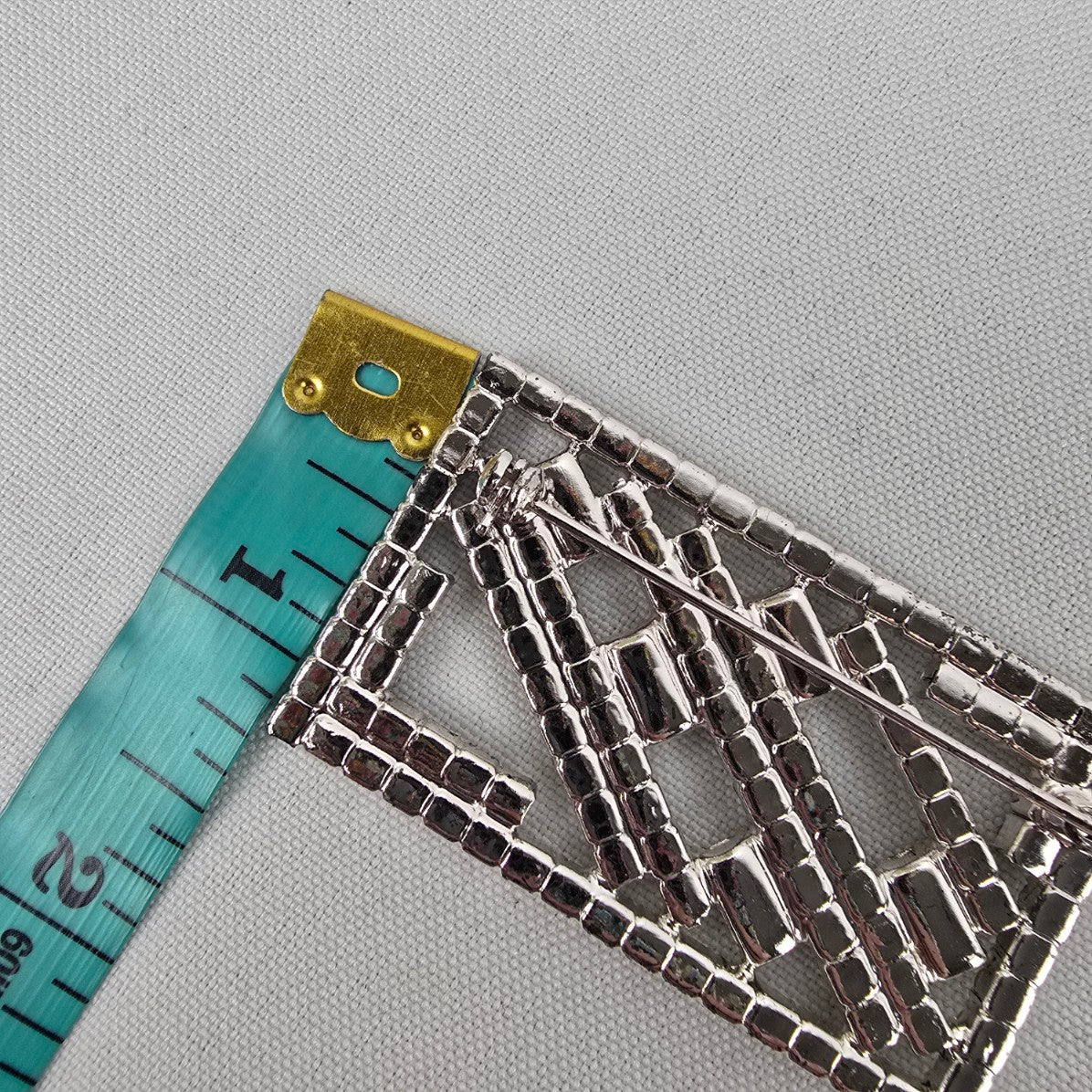 Vintage Silver Rhinestone Rectangle Brooch