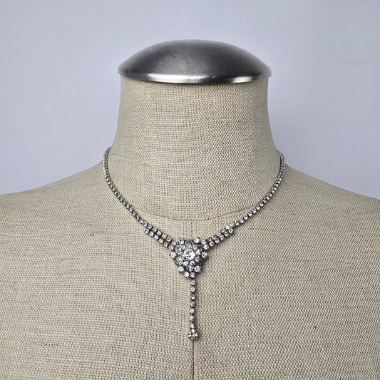 Vintage Jay Flex Sterling Silver Rhinestone Necklace