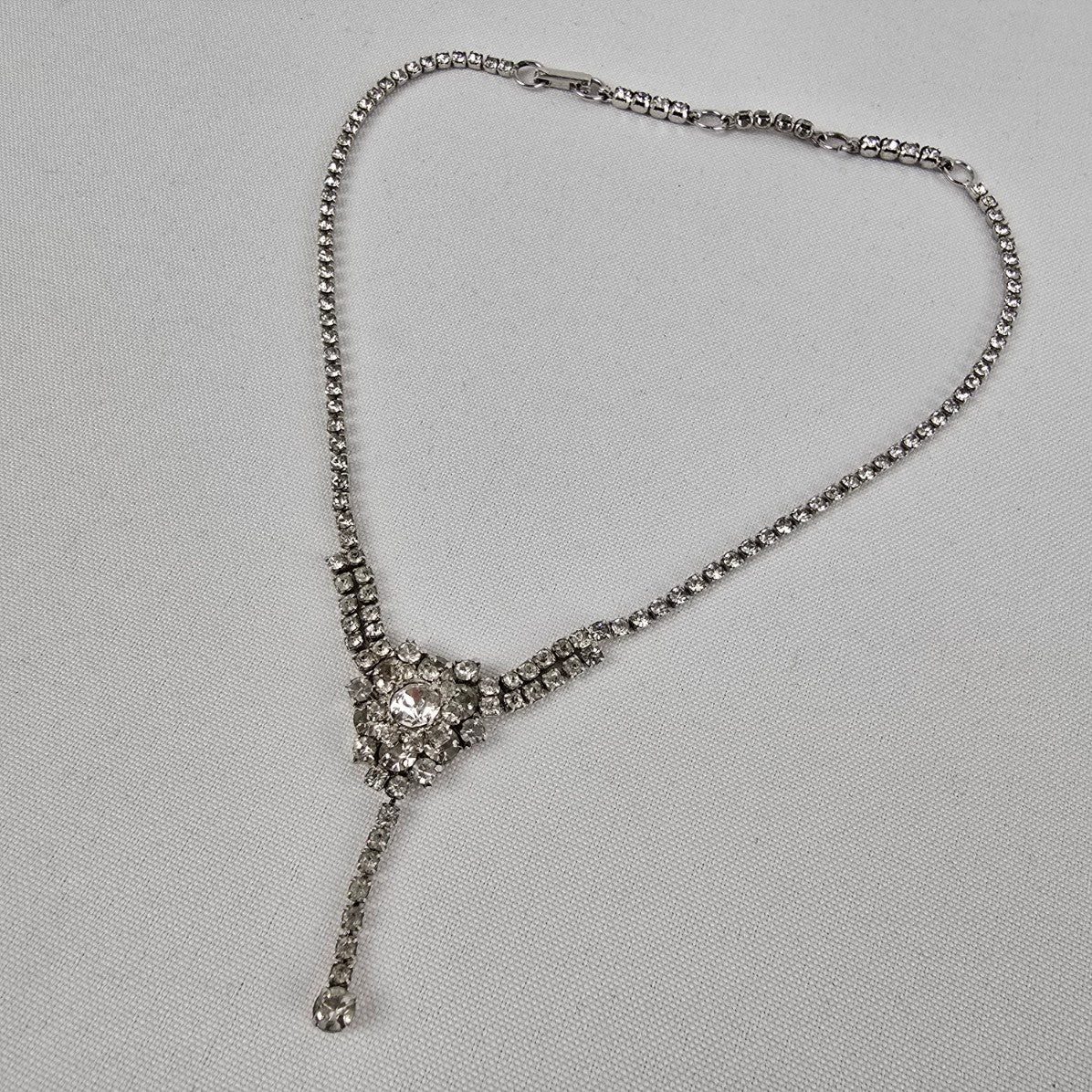 Vintage Jay Flex Sterling Silver Rhinestone Necklace