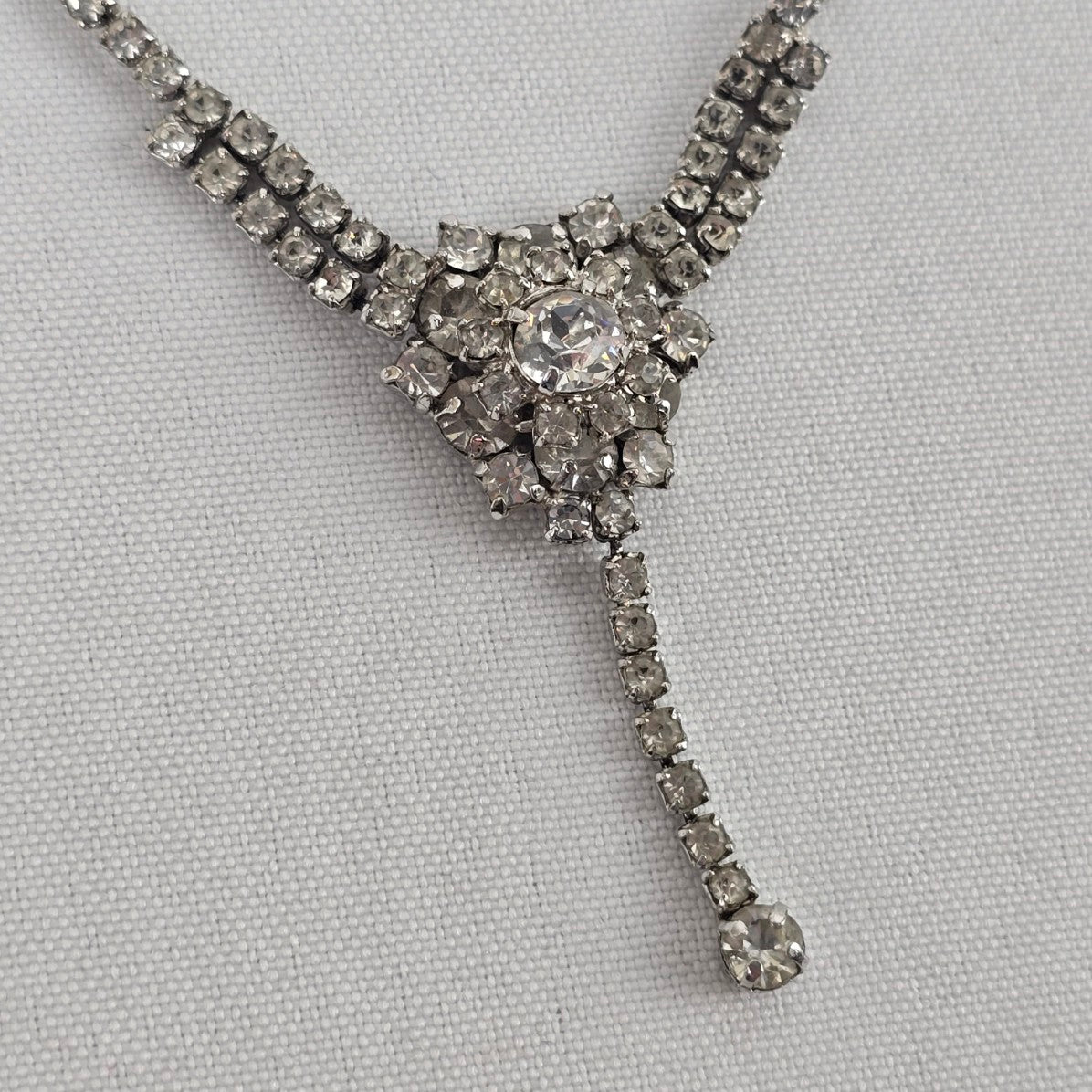 Vintage Jay Flex Sterling Silver Rhinestone Necklace