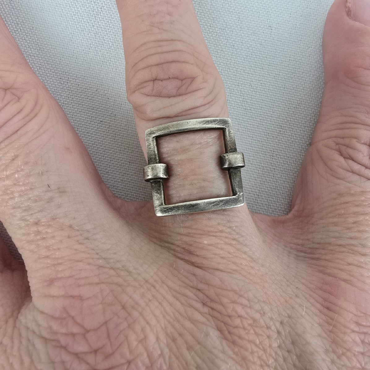 925 Sterling Silver Square Statement Ring Size 6