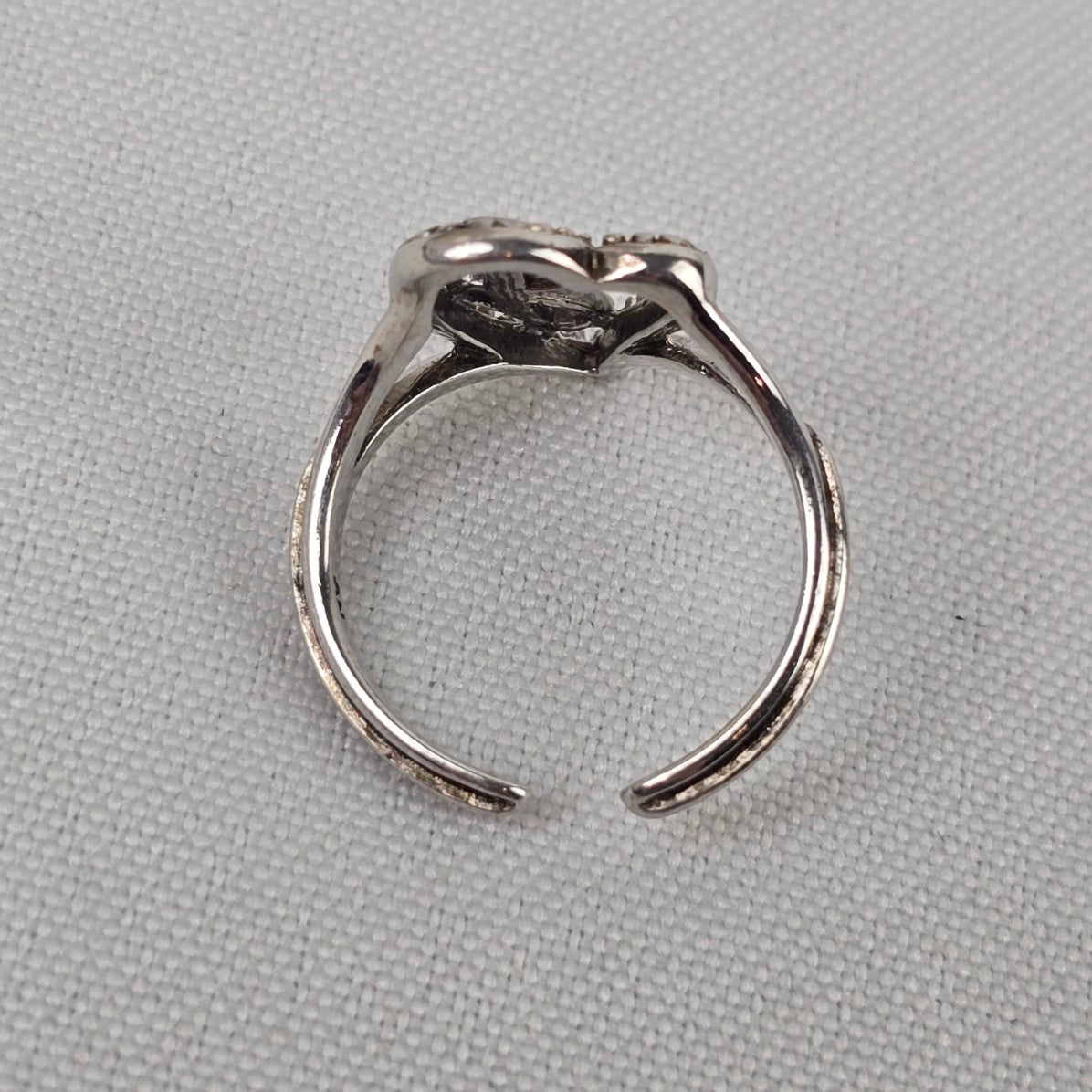 Vintage 925 Sterling Silver Diamond-Cut Heart Initial J Ring Adjustable
