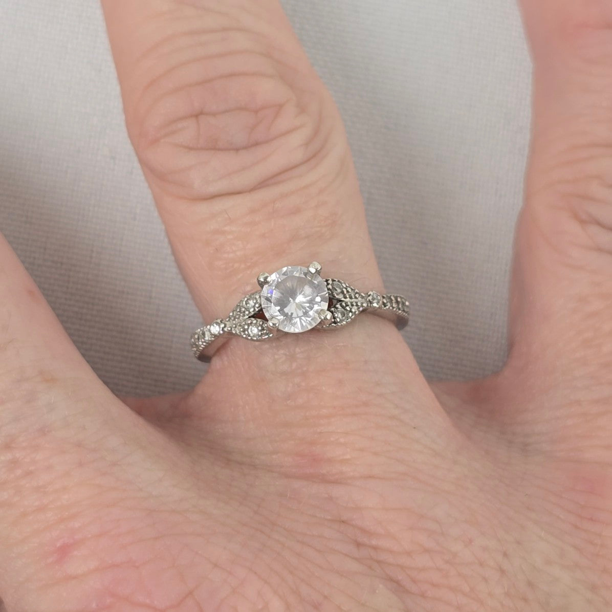 S925 Sterling Silver CZ Stone Ring Size 7