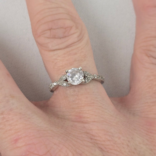 S925 Sterling Silver CZ Stone Ring Size 7