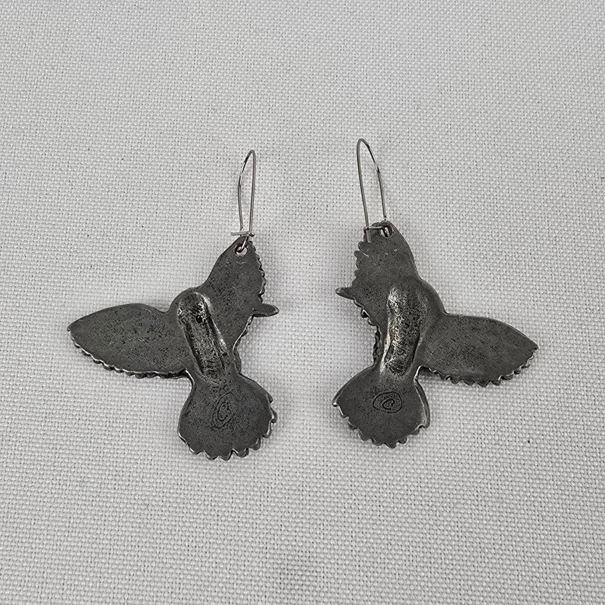 Pewter Silver Hummingbird Earrings