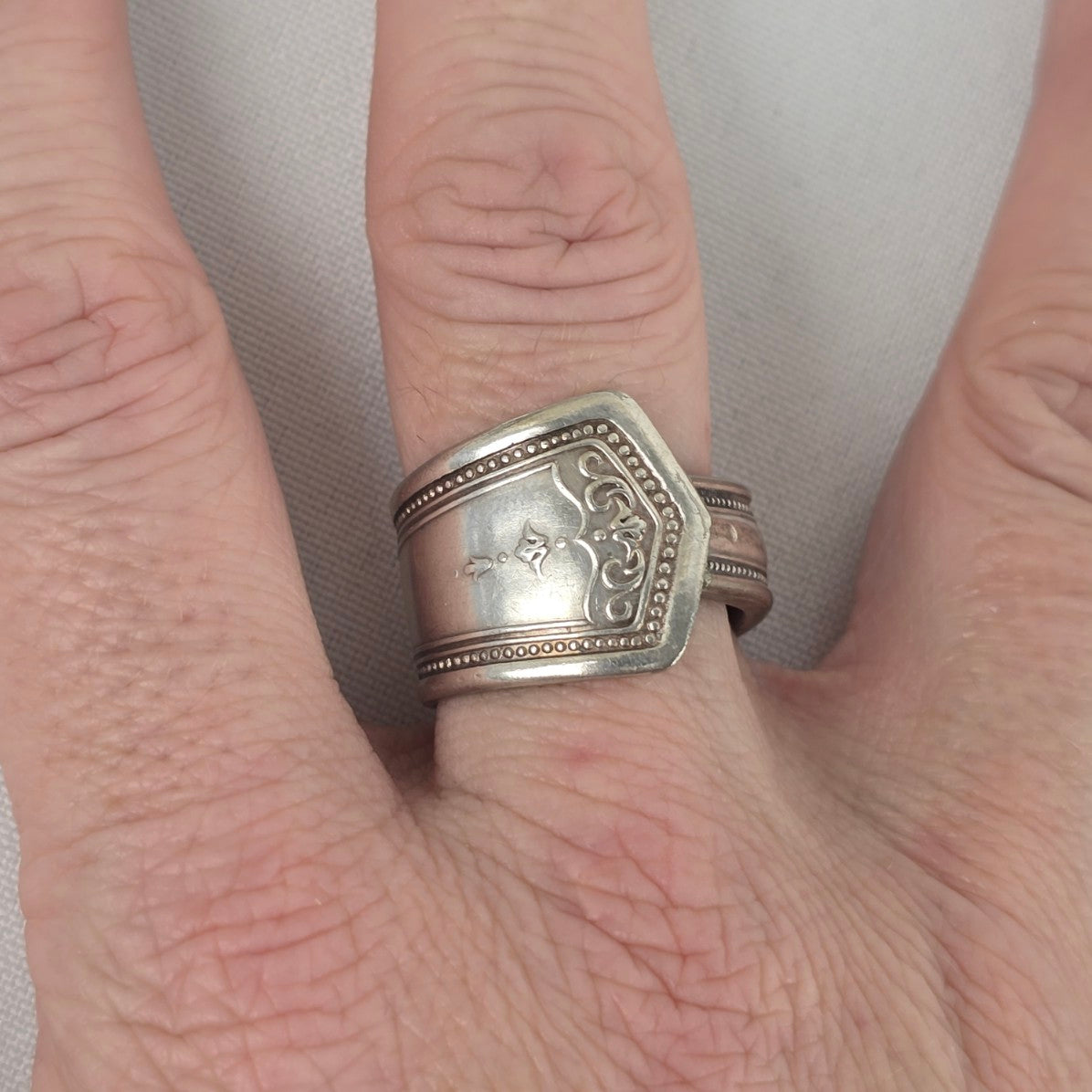 Vintage Handmade Silverware Adjustable Ring