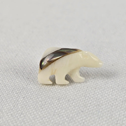 Vintage Carved Shell Polar Bear Earrings