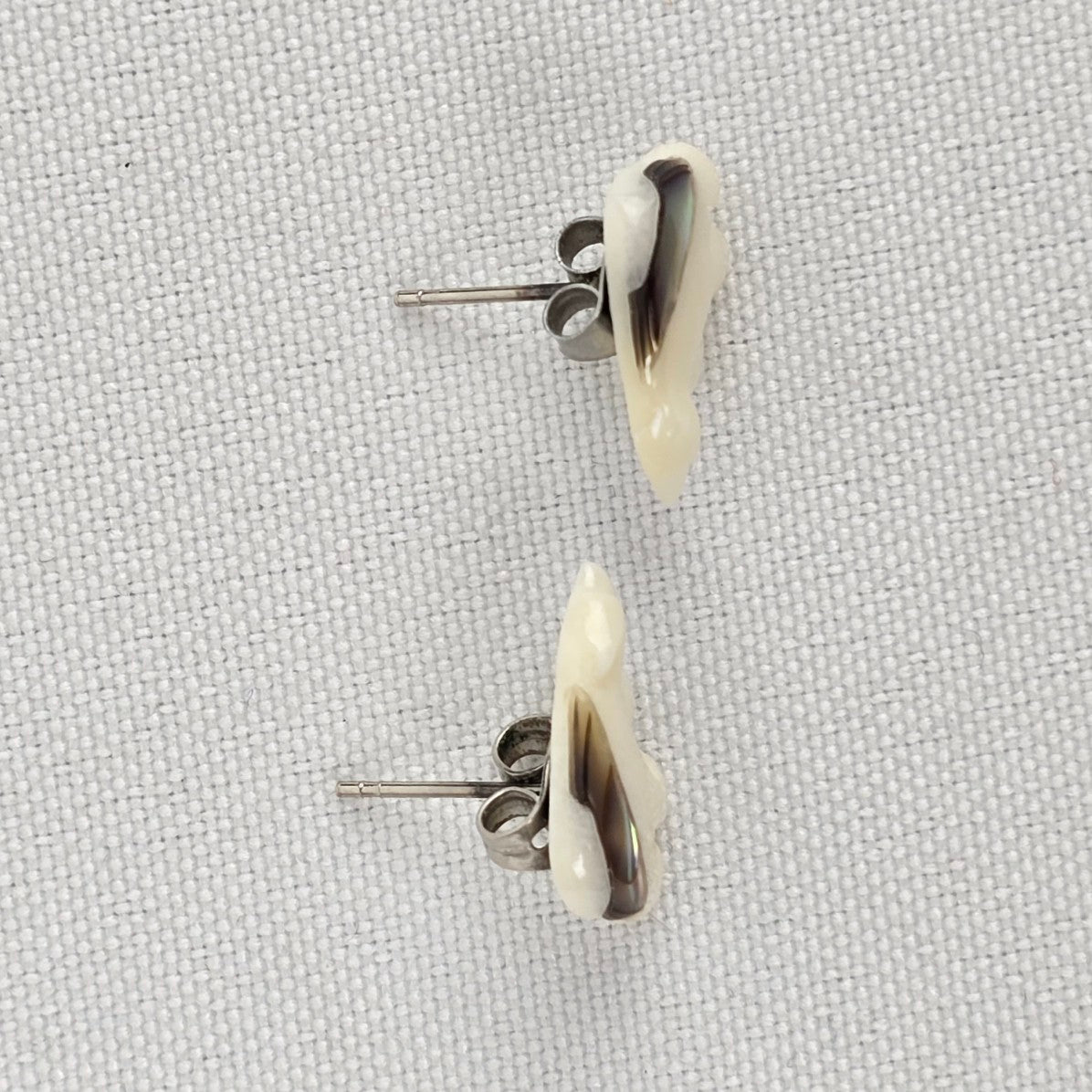 Vintage Carved Shell Polar Bear Earrings