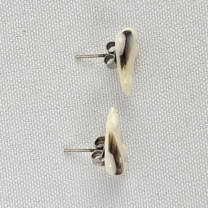 Vintage Carved Shell Polar Bear Earrings