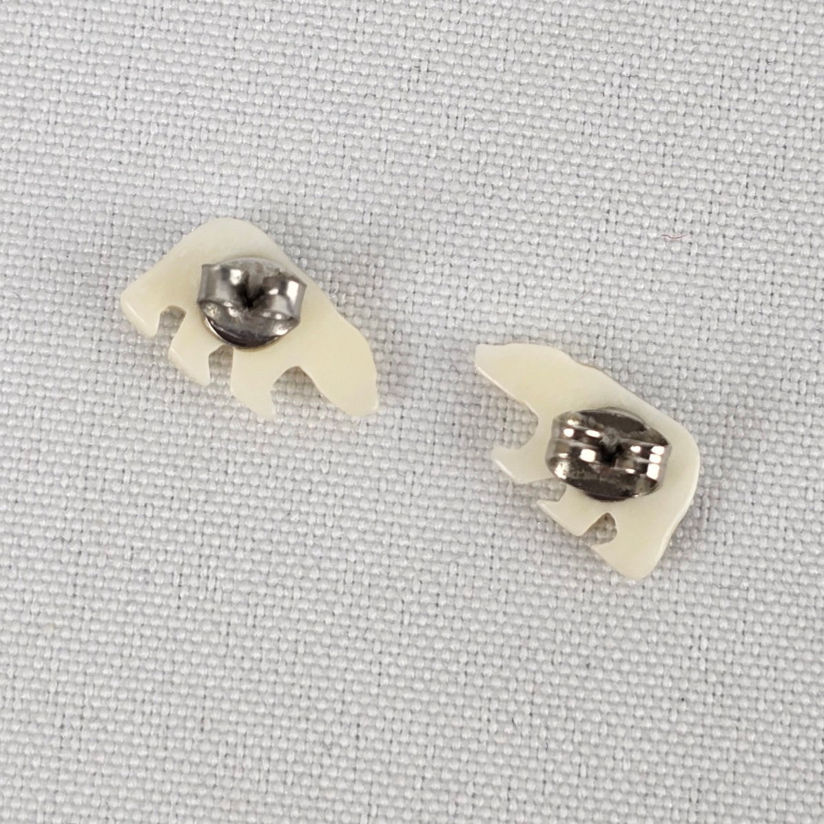 Vintage Carved Shell Polar Bear Earrings