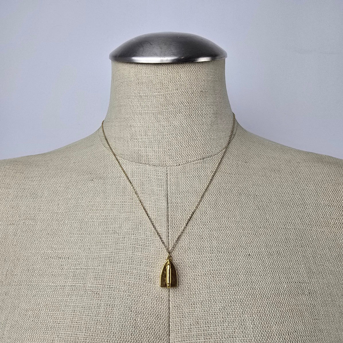 Vintage Gold Tone Iron Pendant Necklace