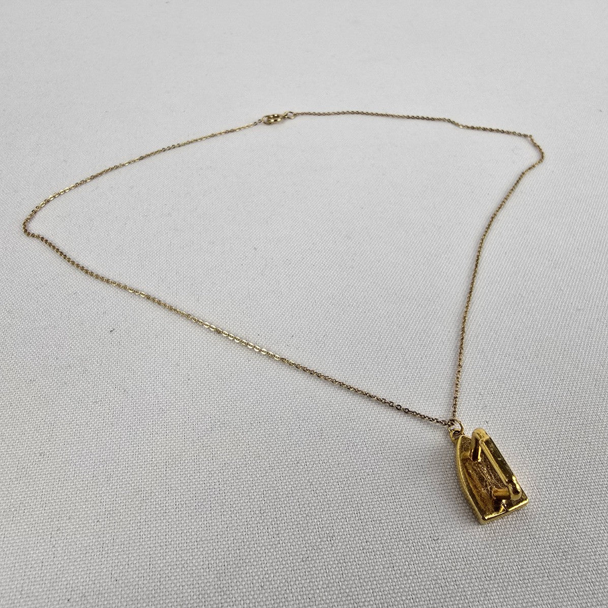 Vintage Gold Tone Iron Pendant Necklace