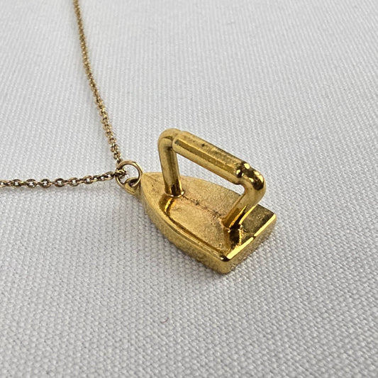 Vintage Gold Tone Iron Pendant Necklace