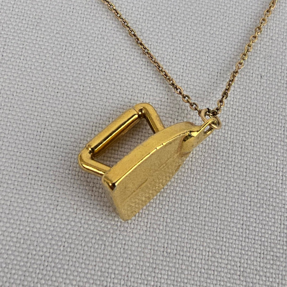 Vintage Gold Tone Iron Pendant Necklace