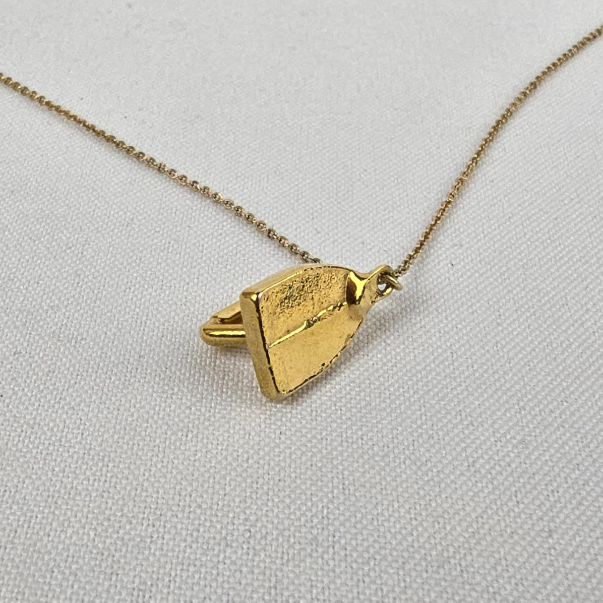 Vintage Gold Tone Iron Pendant Necklace