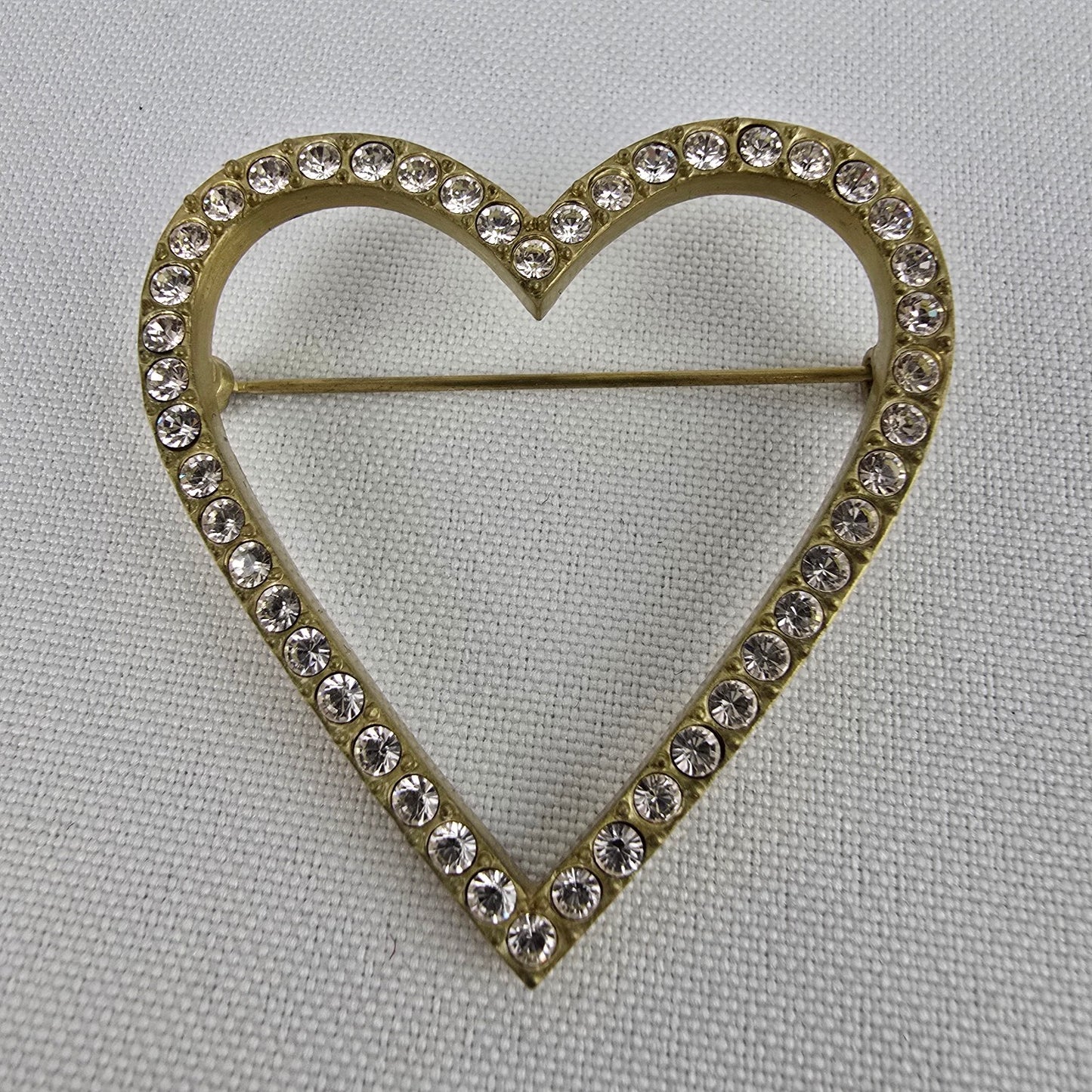 Dyrberg Kern Gold Rhinestone Heart Brooch