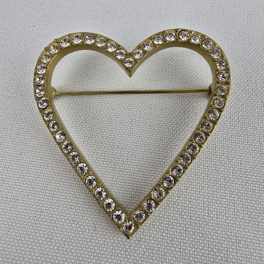 Dyrberg Kern Gold Rhinestone Heart Brooch