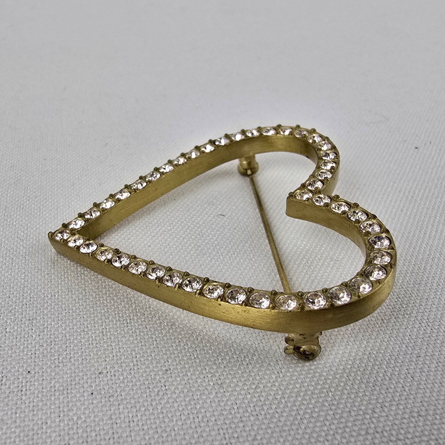 Dyrberg Kern Gold Rhinestone Heart Brooch