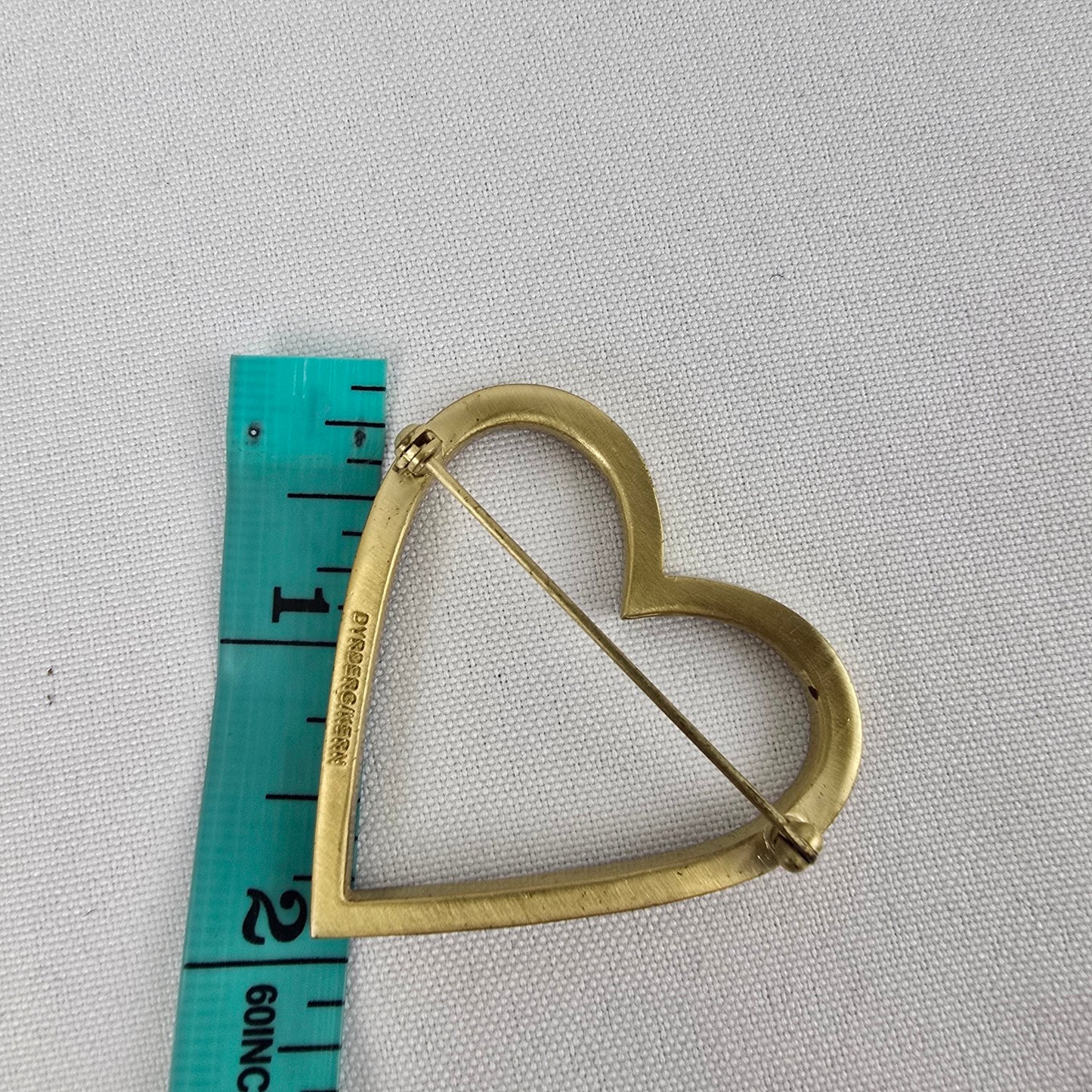Dyrberg Kern Gold Rhinestone Heart Brooch