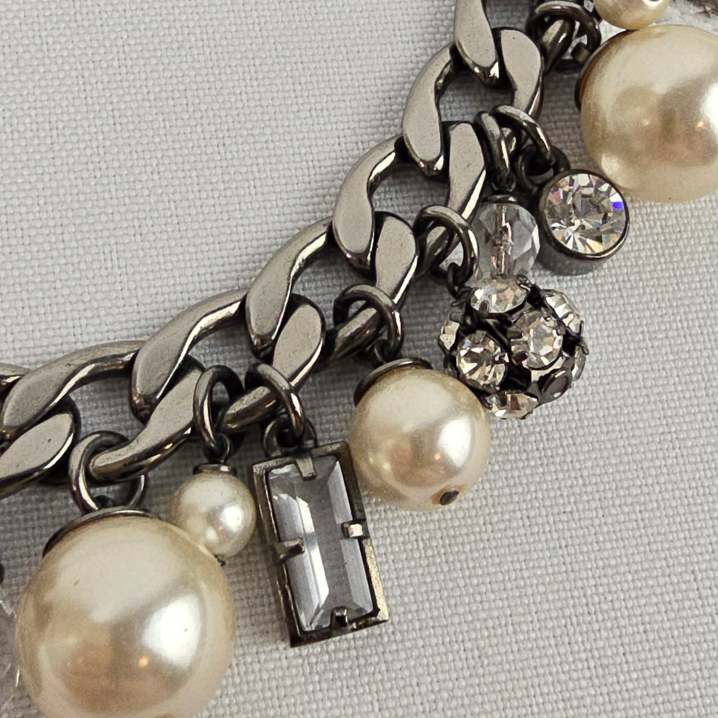 Dyrberg & Kern Black Chain Faux Pearl Rhinestone Necklace