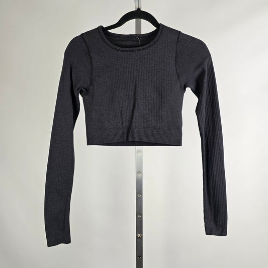 Lululemon Ebb to Street Long Sleeve Black Cropped Top Size 4