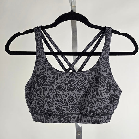 Lululemon Energy Bra Grey Floral Size 10