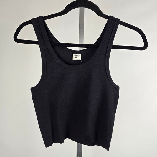 Sunday Best Black Ribbed Sleeveless Cropped Tank Top Size M