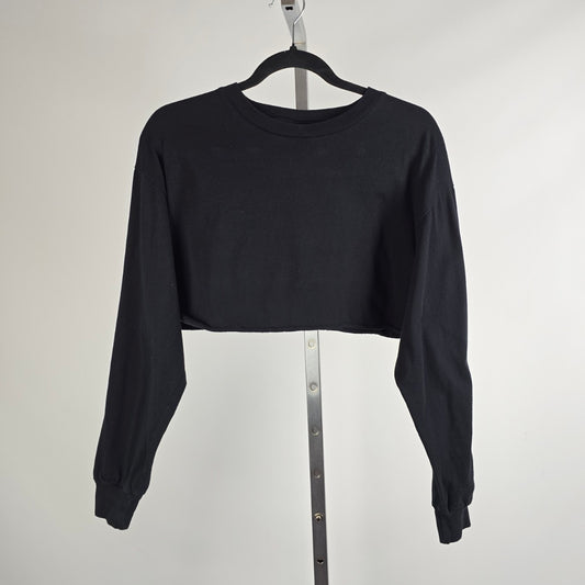 TNA Black Long Sleeve Crop Top Size S