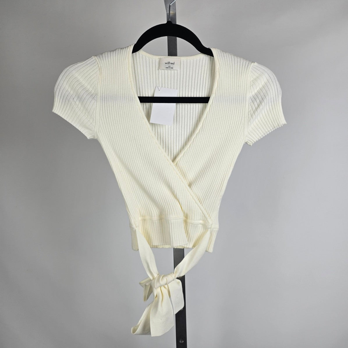 Wilfred Cream Short Sleeve All Tied Up Sweater Size XS