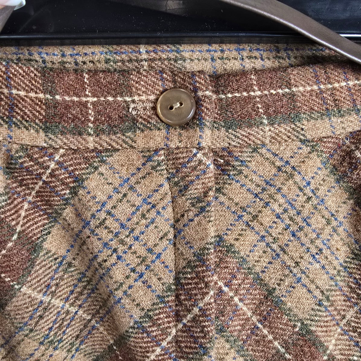 Vintage Act lll Brown Plaid Belted Midi Skirt Size M