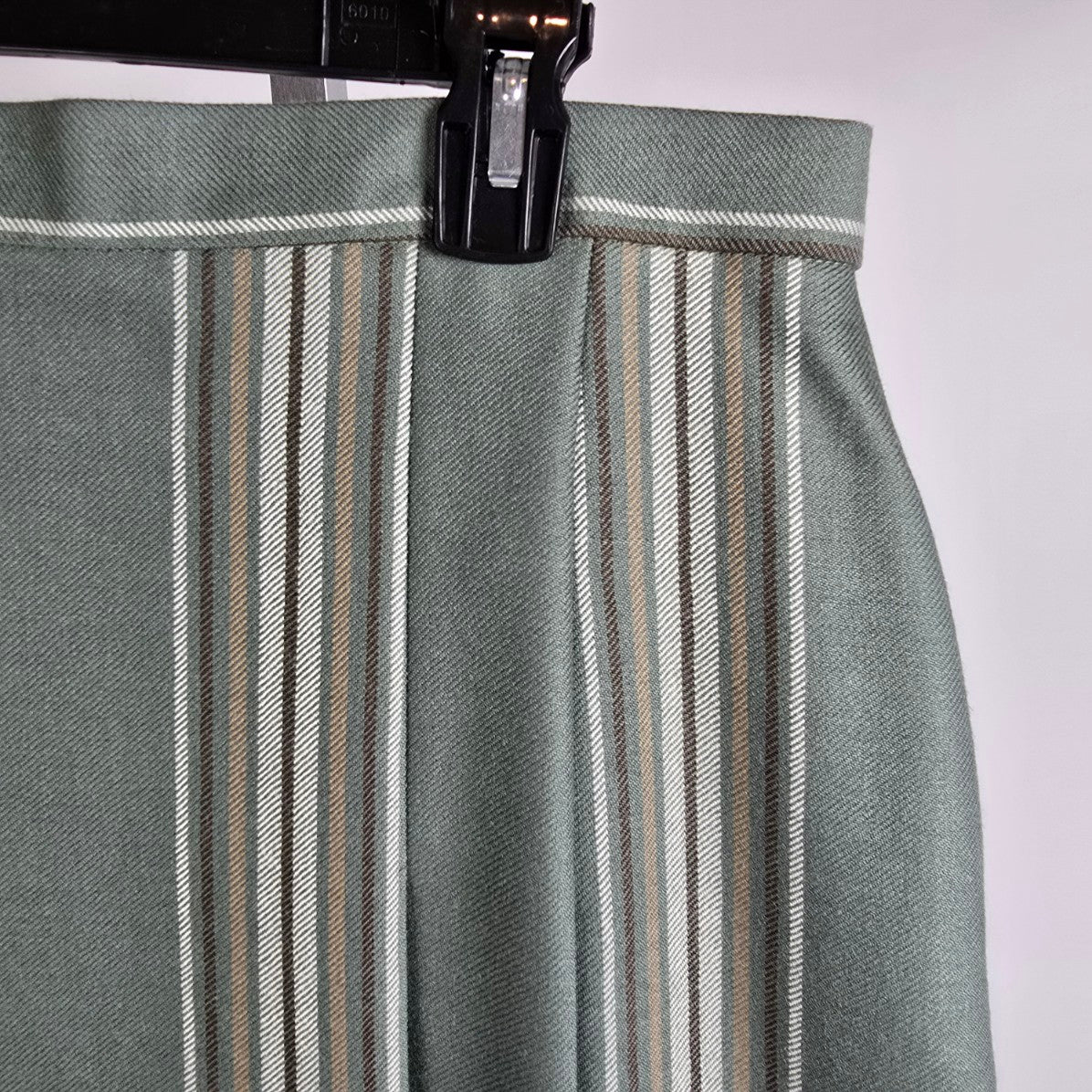 Vintage White Stag Grey Wool Plaid Midi Skirt Size 16