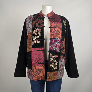 Vintage White Stag Floral Tapestry Patchwork Jacket Size M
