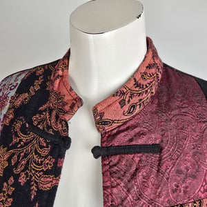 Vintage White Stag Floral Tapestry Patchwork Jacket Size M