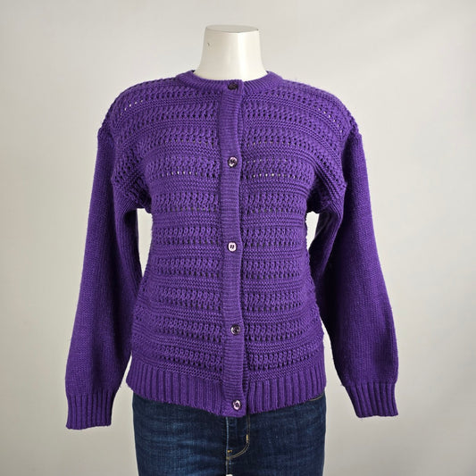 Vintage Color Code Purple Knit Button Up Cardigan Size 7/8