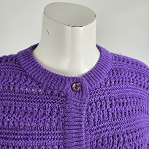 Vintage Color Code Purple Knit Button Up Cardigan Size 7/8