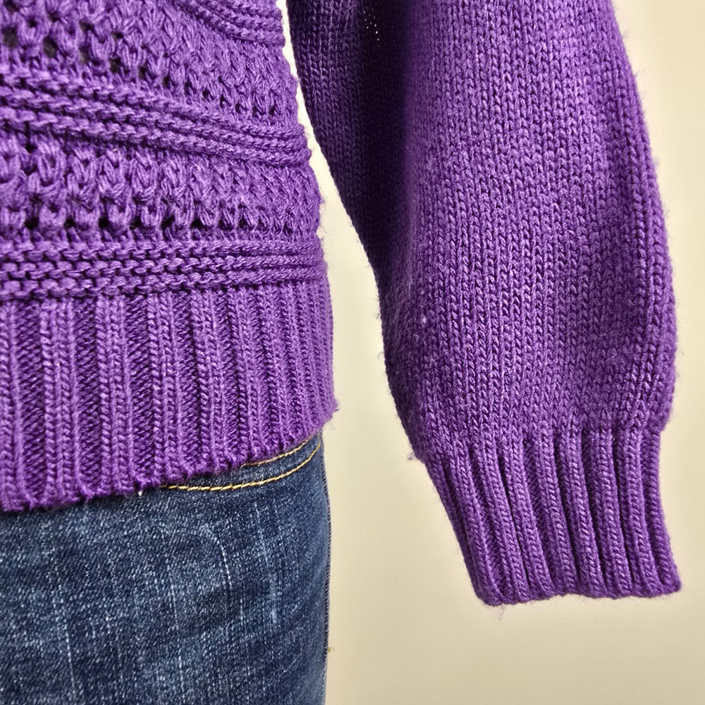 Vintage Color Code Purple Knit Button Up Cardigan Size 7/8