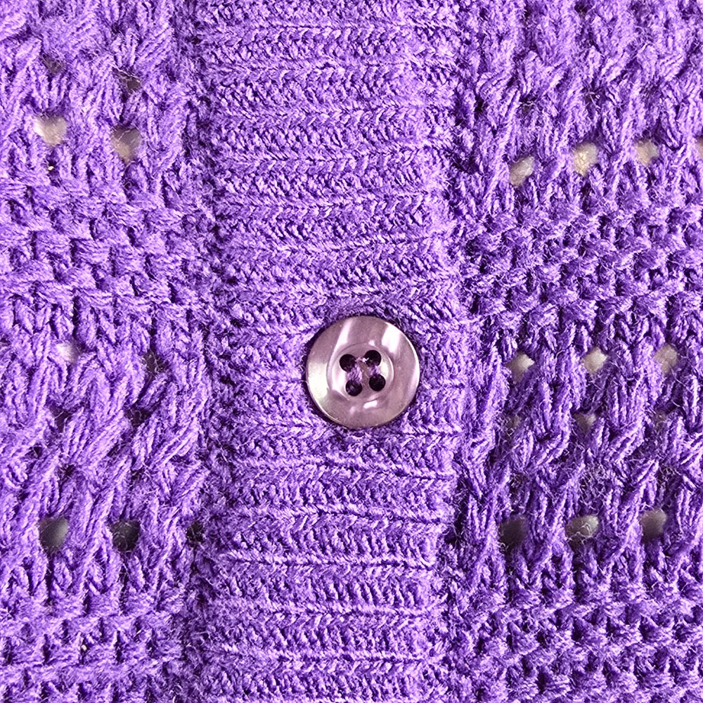 Vintage Color Code Purple Knit Button Up Cardigan Size 7/8