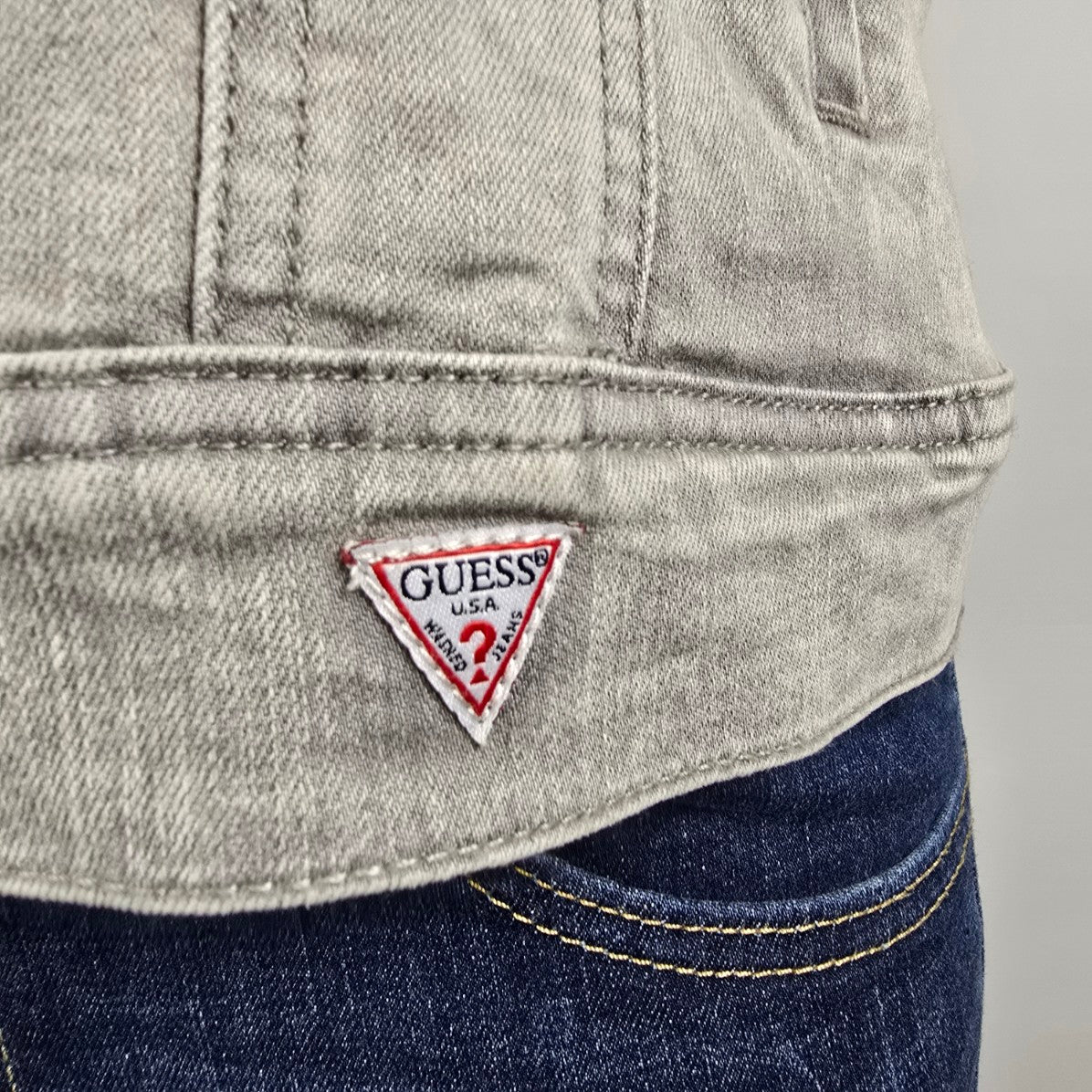 Guess Grey Cotton Button Up Denim Vest Size M