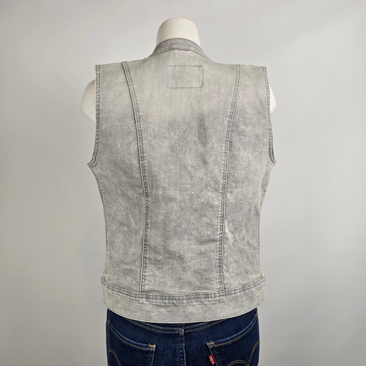 Guess Grey Cotton Button Up Denim Vest Size M