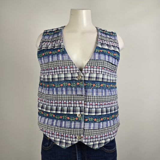 Vintage Cleo Floral Patchwork Vest Size M