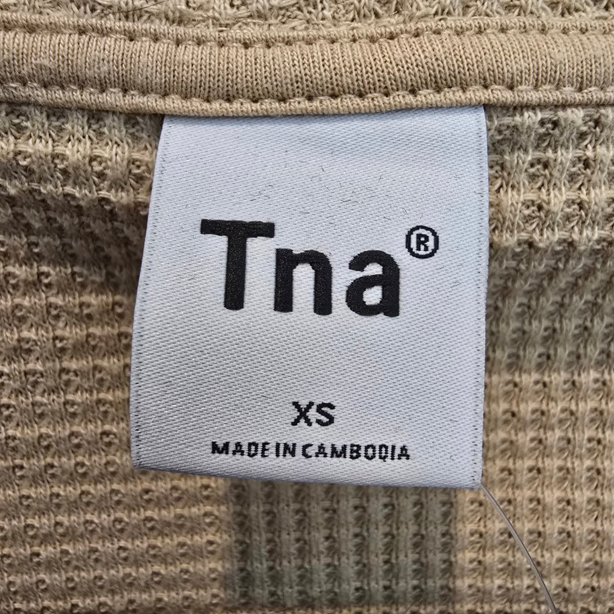 Tna Beige Cotton Waffle Knit Zip Up Hooded Jacket Size XS